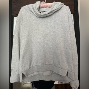 Light Gray Women's Cowl Neck Thumb Loop Yoga Sweater